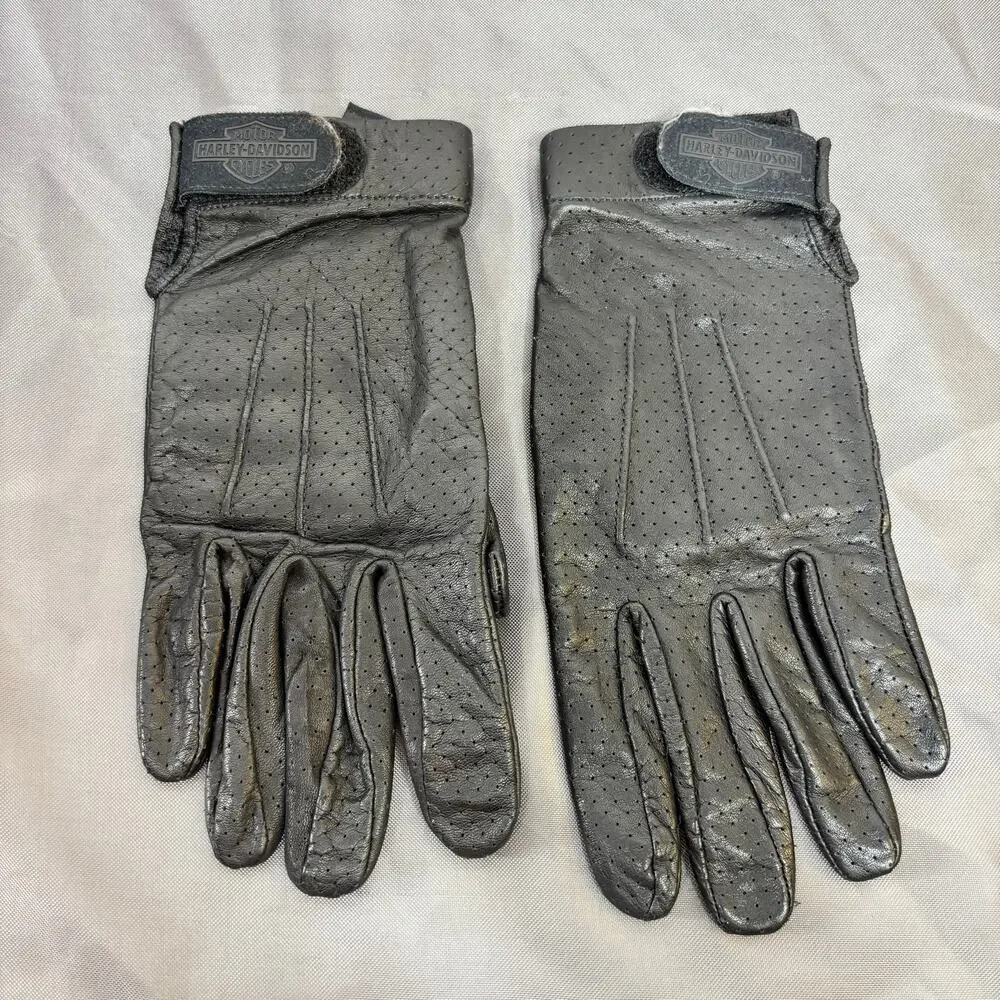 Harley Davidson Perforated Leather Summer Motorcycle Gloves Women's Large